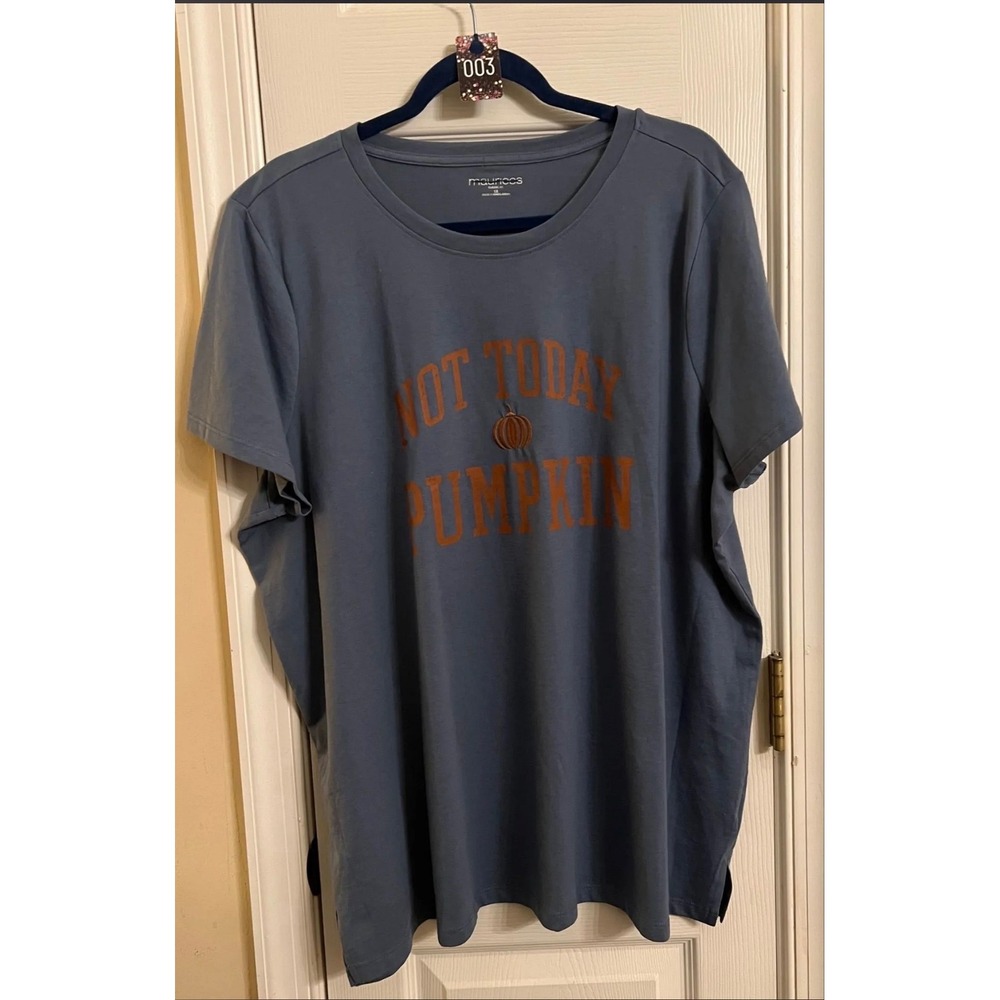 Maurices Not Today Pumpkin Graphic Tee Blue Short Sleeve T-Shirt Womens 3X NWOT